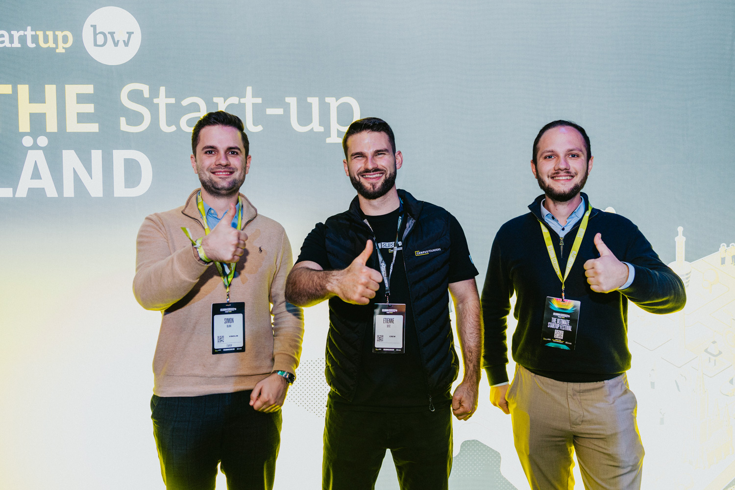 Picture (left to right): Simon Blank (Co-Founder & CEO, Vinolin), Etienne Seitz (Startup Manager, Campus Founders), David Blank (Co-Founder & CTO Vinolin)